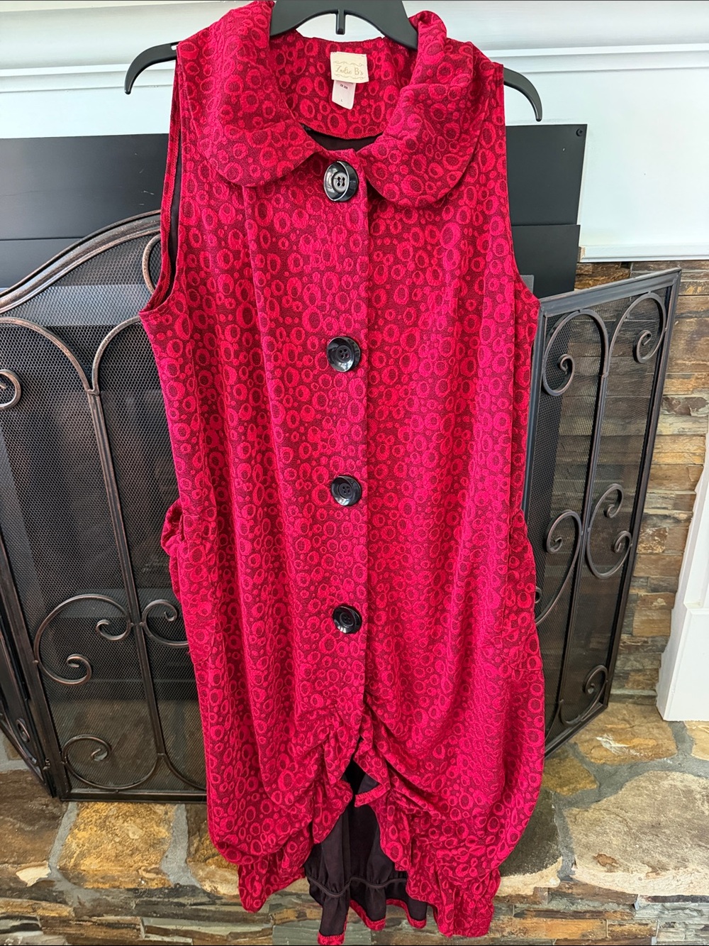 Zadie B’s Sleeveless Red Patterned Button Dress